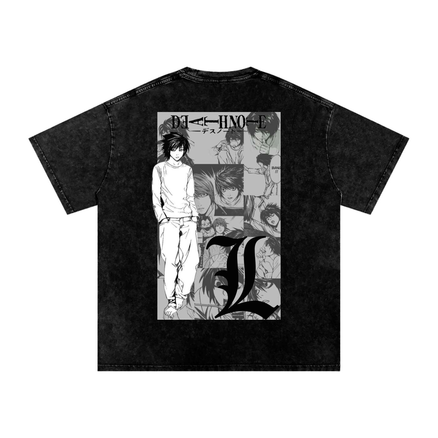 Snow Washed Oversized L lawliet Cotton T-Shirt