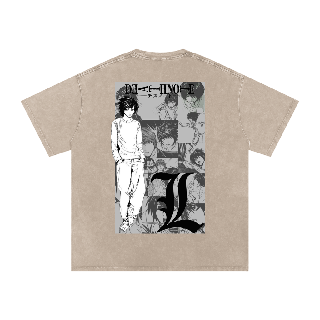 Snow Washed Oversized L lawliet Cotton T-Shirt