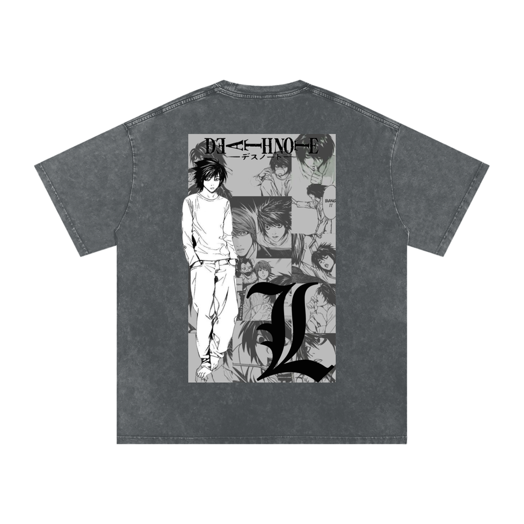 Snow Washed Oversized L lawliet Cotton T-Shirt
