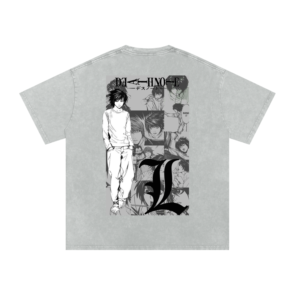 Snow Washed Oversized L lawliet Cotton T-Shirt
