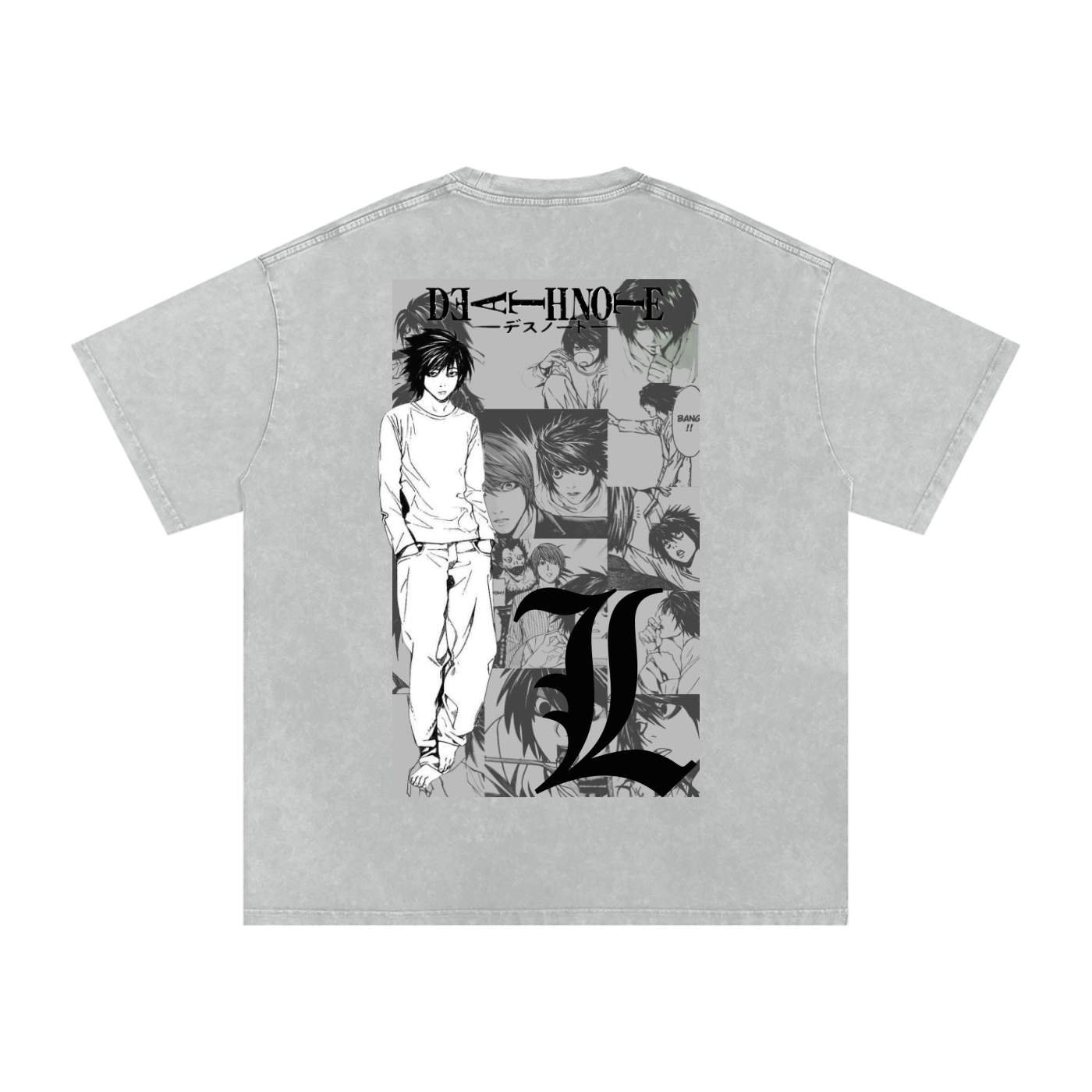 Snow Washed Oversized L lawliet Cotton T-Shirt