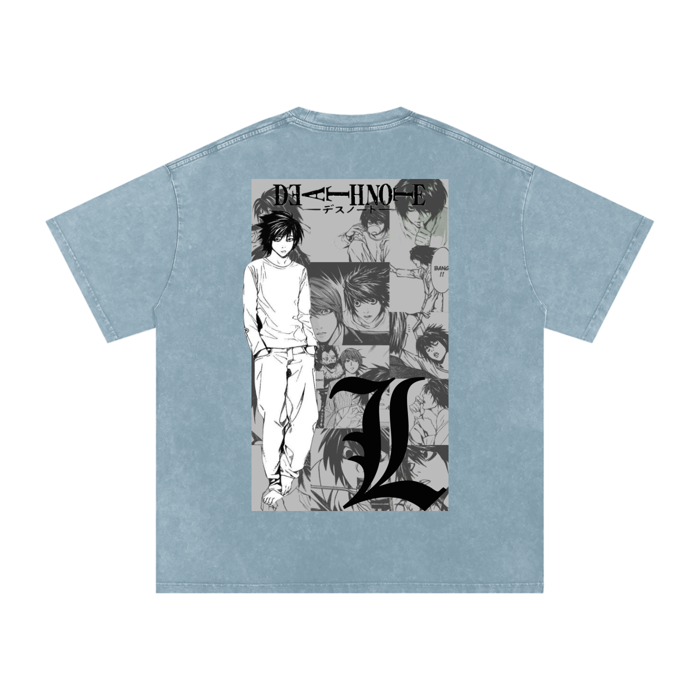 Snow Washed Oversized L lawliet Cotton T-Shirt